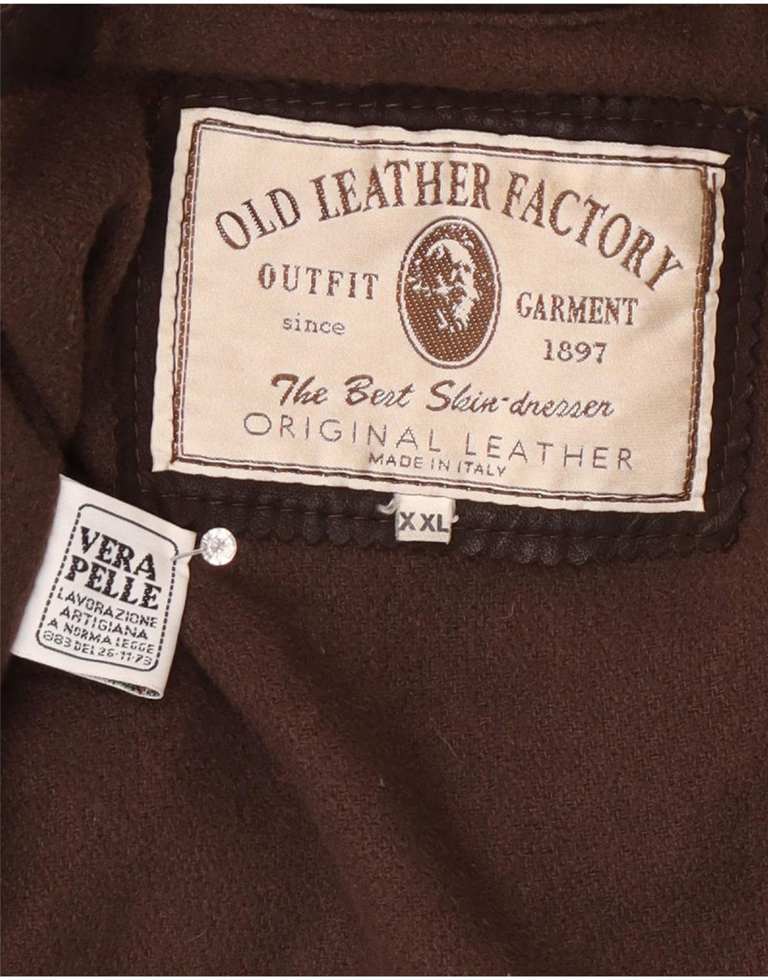 Vintage Herre Læderfrakke UK 44 2XL Brun Klassisk