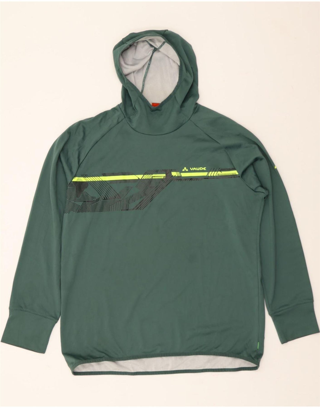 VAUDE Mens Graphic Hoodie Jumper IT 56 2XL Green Polyester Vintage Vaude and Second-Hand Vaude from Messina Hembry 