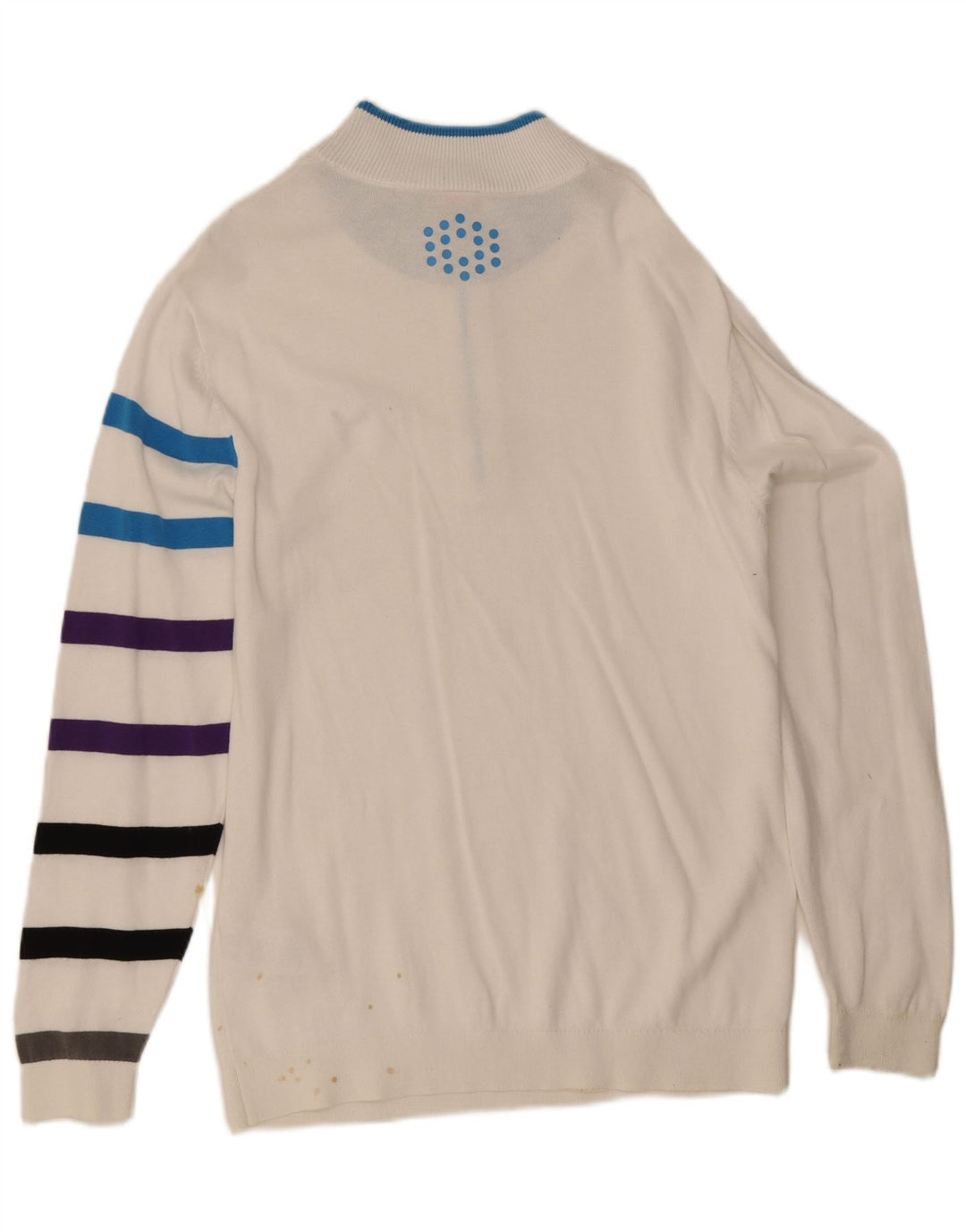 Puma Herre Zip Neck Jumper Sweater Stor hvid stribet bomuld