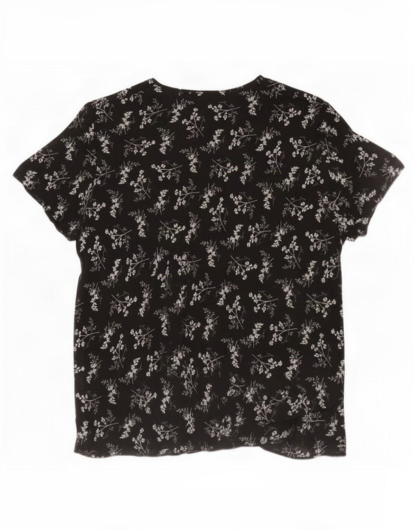 Marks & Spencer Dame St. Michael Bluse Top UK 16 Large Black Floral