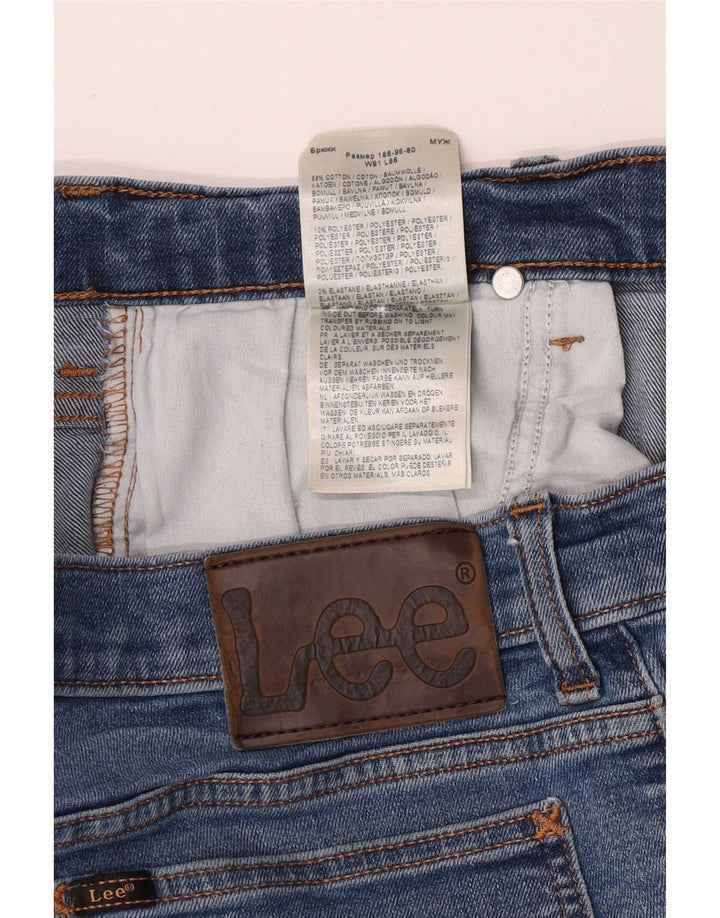 Lee Herre Rider Distressed Slim Jeans W32 L31 Blå Bomuld