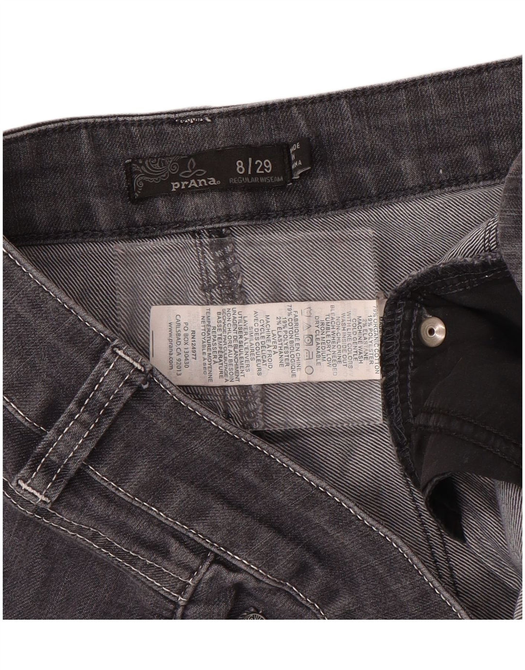 PRANA Womens Regular Straight Jeans US 8 Medium W29 L32 Grå Bomuld