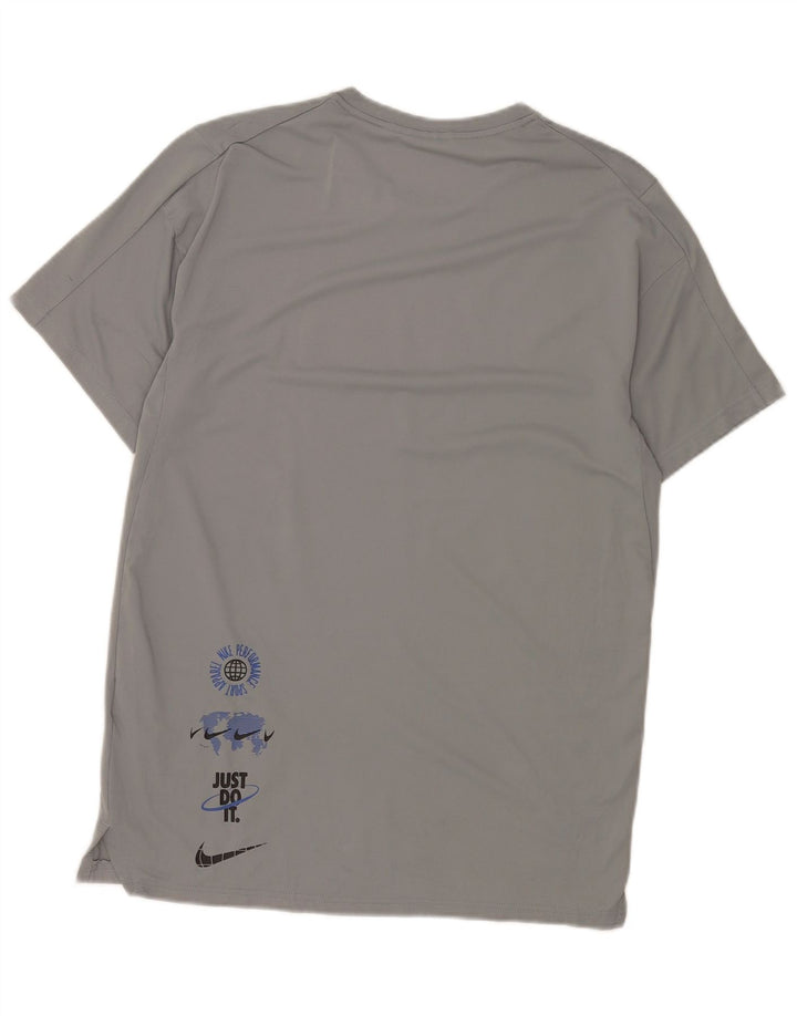 Nike Herre Dri Fit grafisk T-shirt top lille grå polyester