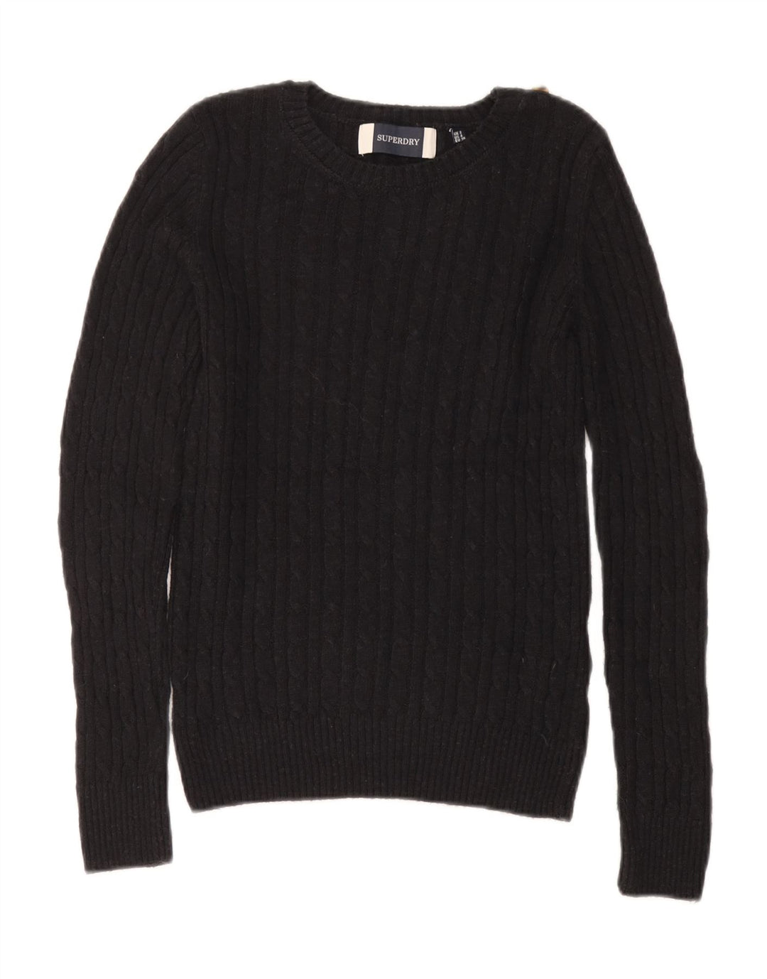 Superdry Womens Boat Neck Jumper Sweater UK 8 Small Black Acryl