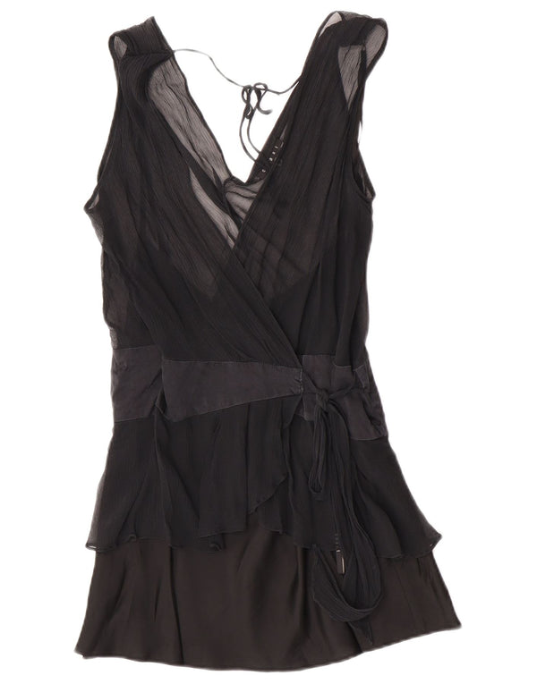 Coast Womens Sleeveless Wrap Blouse Top UK 16 Large Black Silk