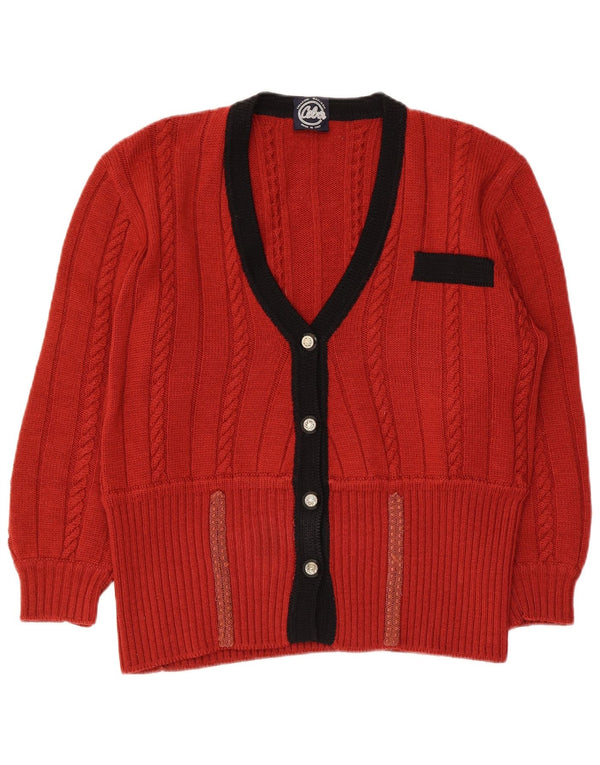 Vintage Womens Cardigan Sweater UK 14 Medium Red Virgin Wool