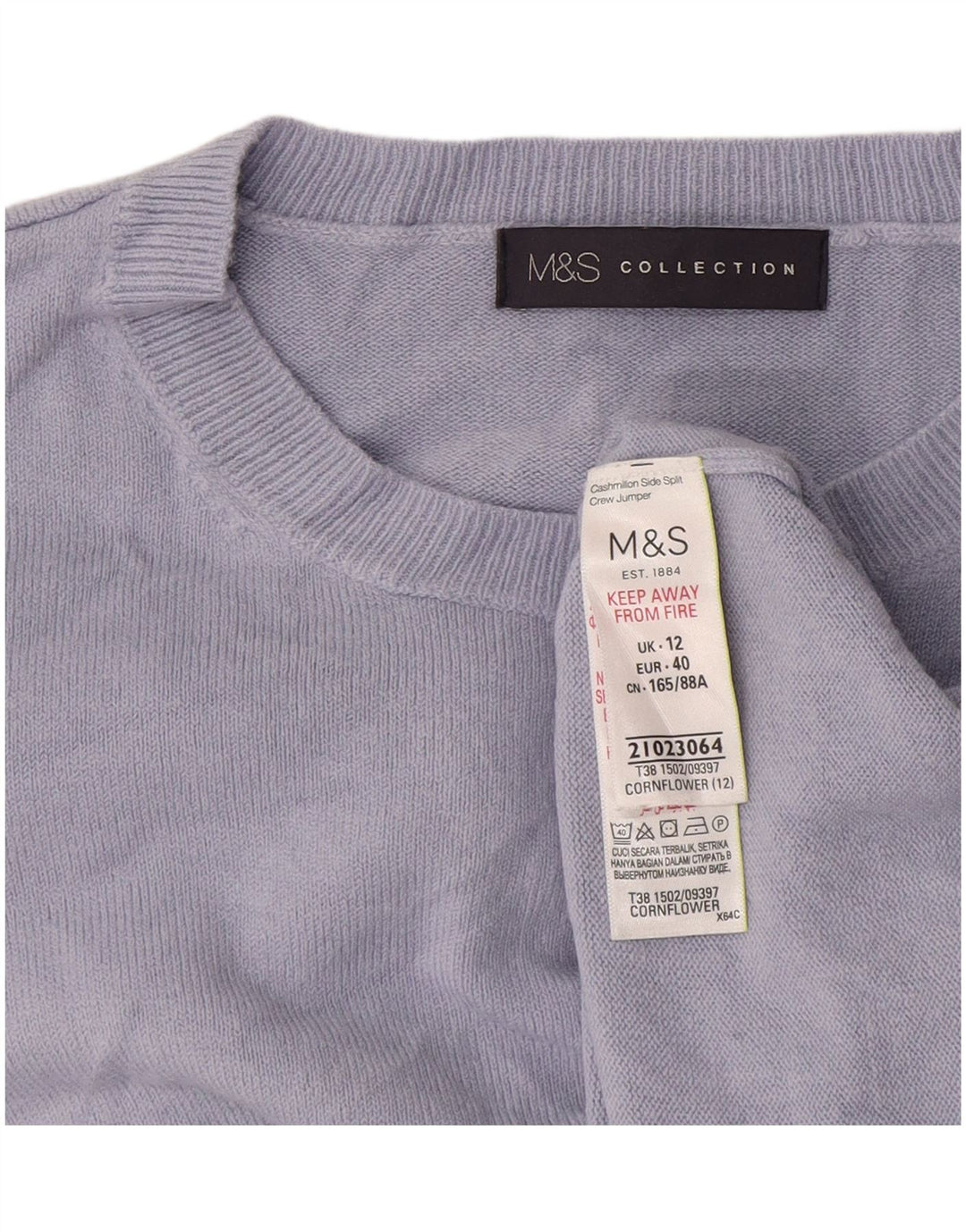 Marks & Spencer Dame sweater med rund hals DK 12 Medium Blue Acryl