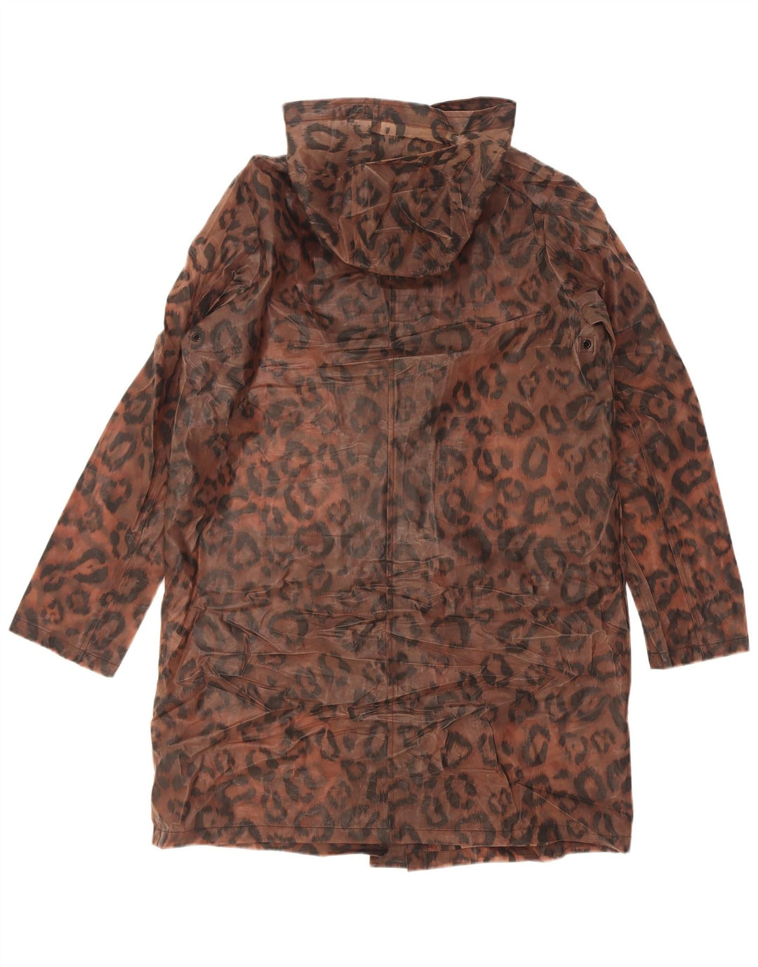 Marks & Spencer Regnfrakke med hætte til kvinder UK 12 Medium Brown Animal Print