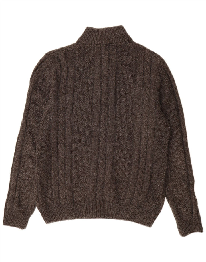 Besætningstøj Herre Zip Neck Jumper Sweater Stor Grå Uld
