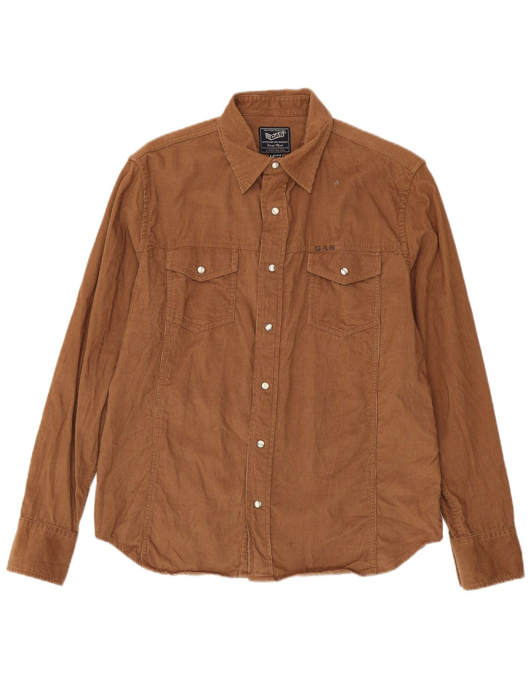 Gas Herre Corduroy skjorte Medium brun bomuld
