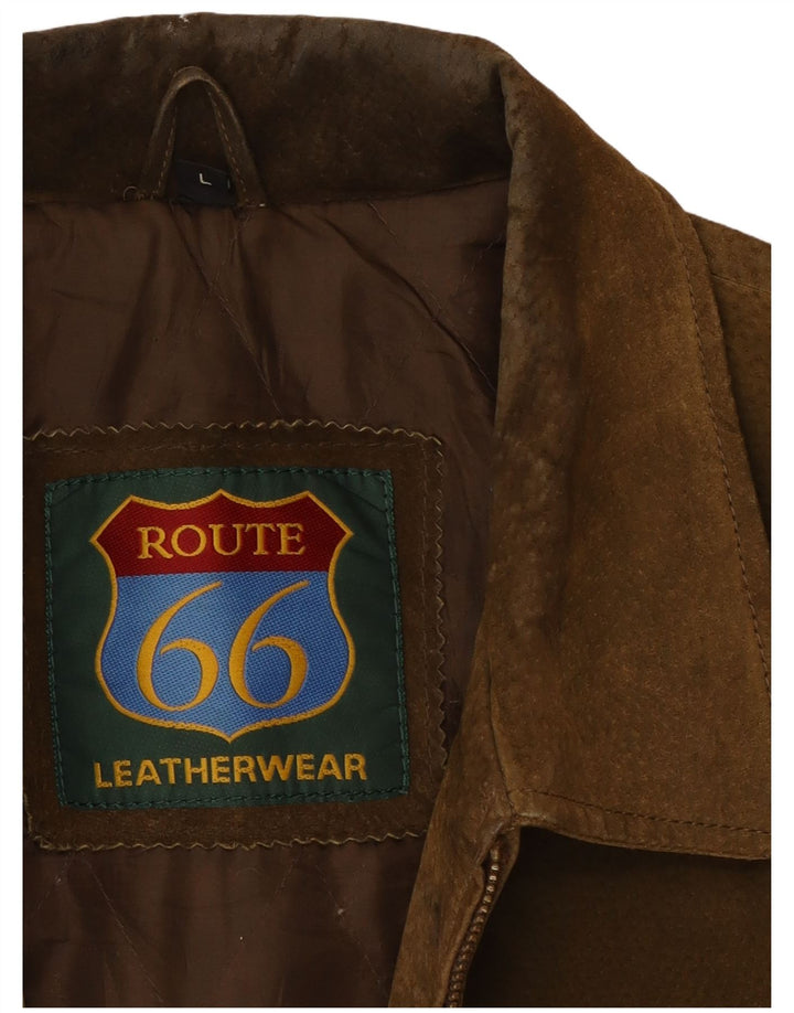 Route 66 Herre ruskindsjakke UK 40 Large Khaki Læder