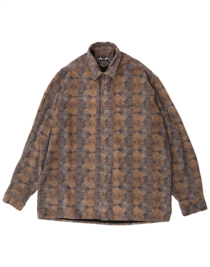 Vintage herre flannel skjorte stor blå geometrisk