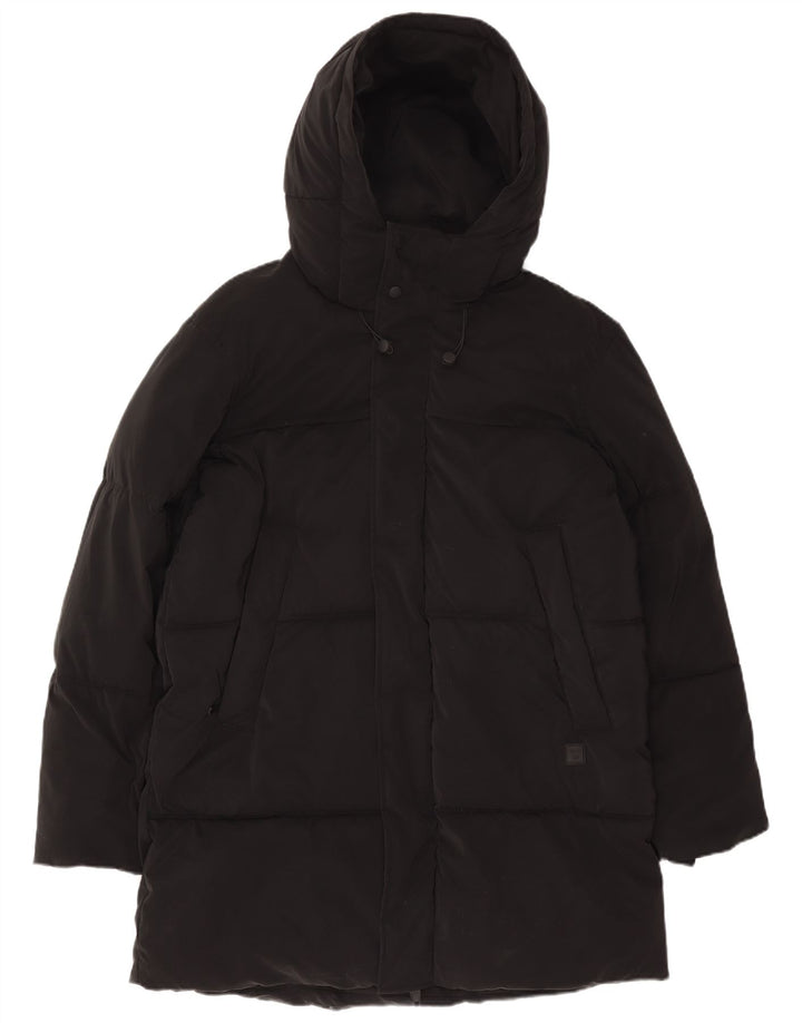 Zara Herre Hooded Polstret Frakke UK 38 Medium Black