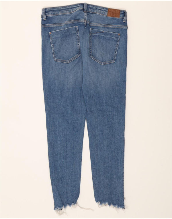 Zara Dame Skinny Distressed Cropped Jeans EU 42 Large W32 L26 Blå Bomuld