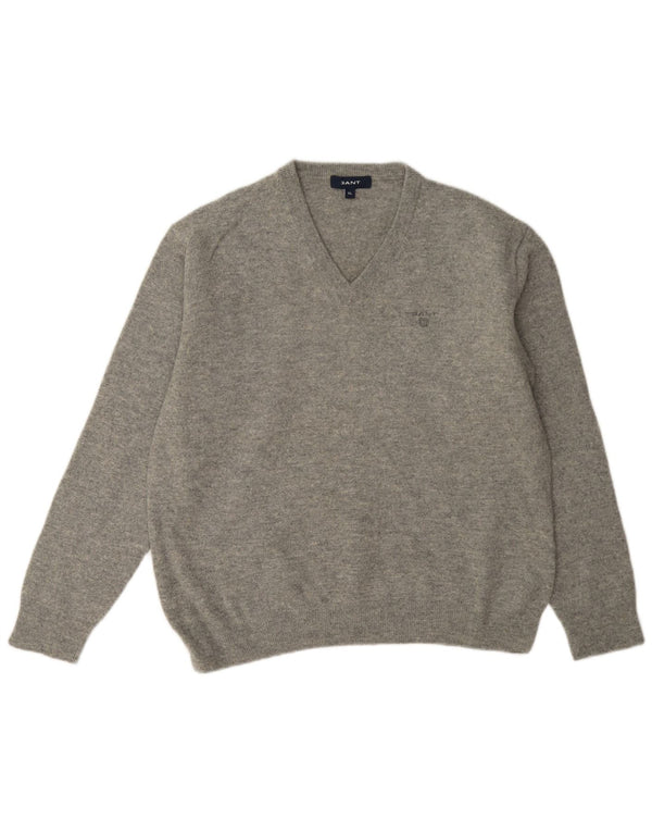 Gant Dame V-hals sweater UK 18 XL Grå Uld