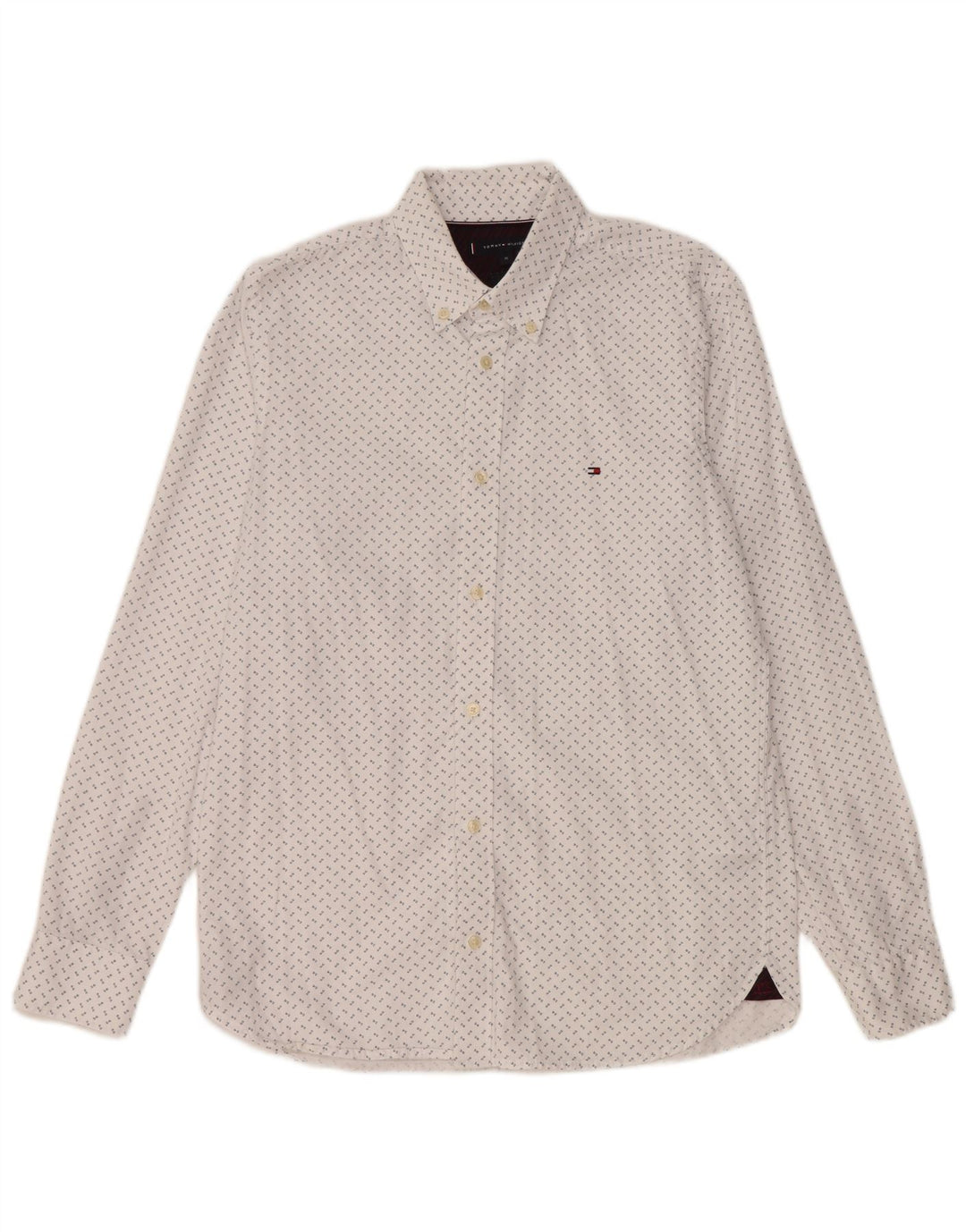 Tommy Hilfiger Herre Slim Fit skjorte Medium hvid plettet bomuld