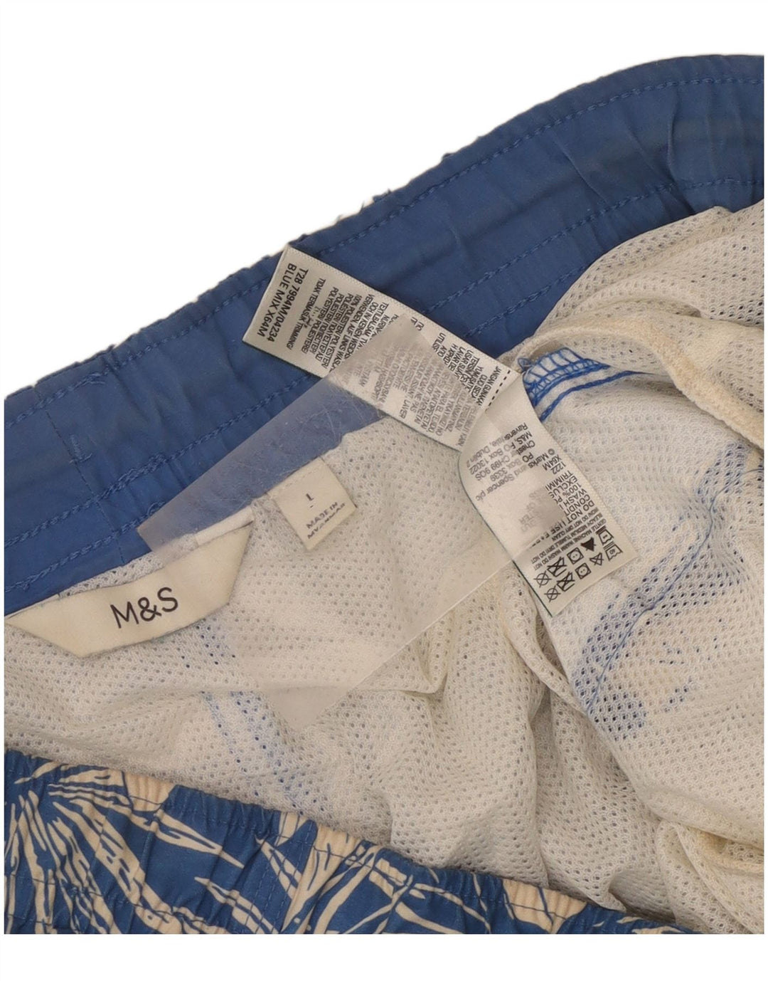 Marks & Spencer Badeshorts til mænd store blå blomster polyester