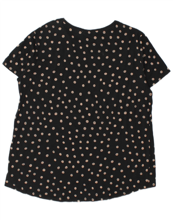 Zara Dame T-Shirt Top UK 18 XL Sort Plettet