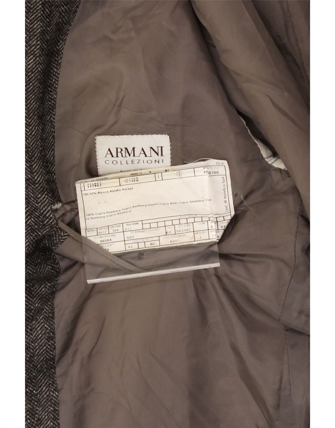 ARMANI COLLEZIONI Mens 3 Button Blazer Jacket IT 52 XL Grey Herringbone Vintage Armani Collezioni and Second-Hand Armani Collezioni from Messina Hembry 