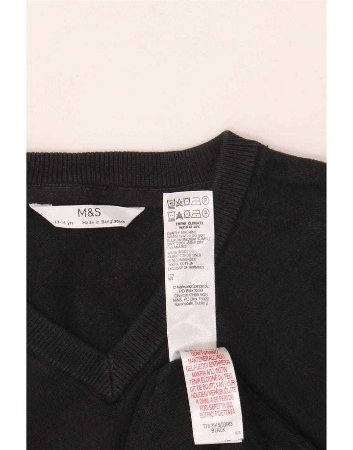 Marks & Spencer Boys V-hals sweater 13-14 år sort bomuld