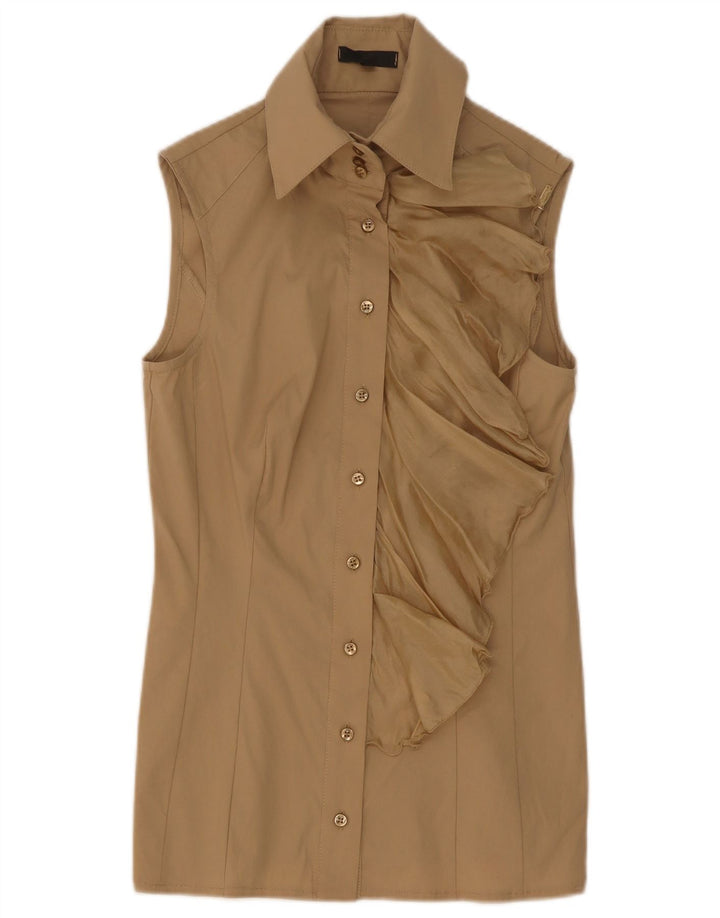 Elisabetta Franchi Dame Flæse Front Shirt Bluse IT 42 Medium Beige