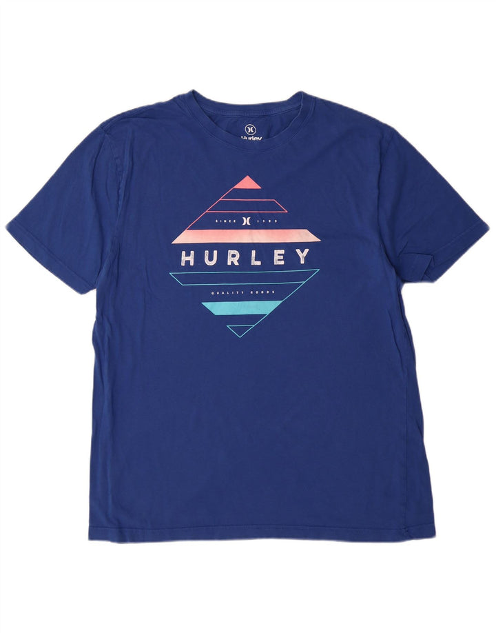 Hurley Herre grafisk T-shirt Top Medium Blue Bomuld
