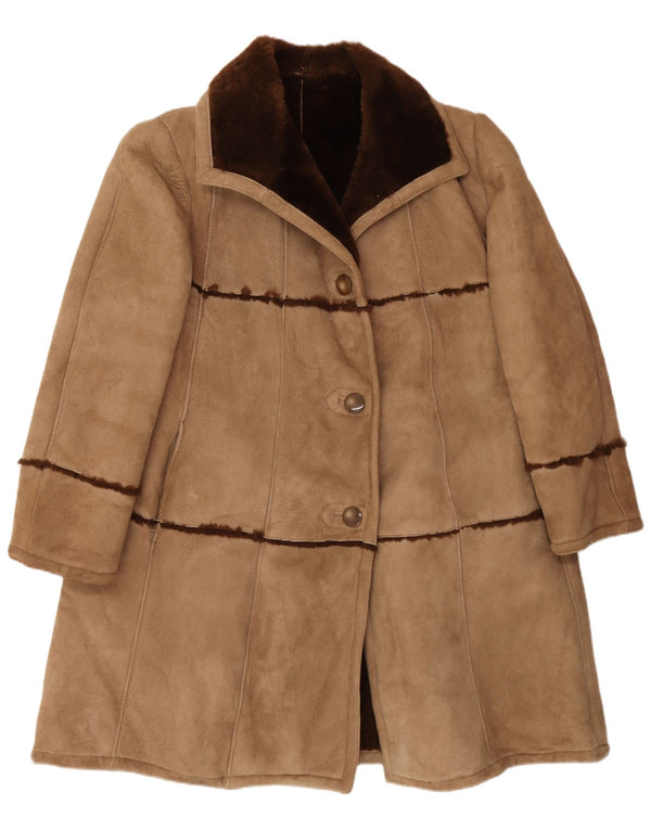 Vintage Dame Shearling Coat UK 16 Large Beige