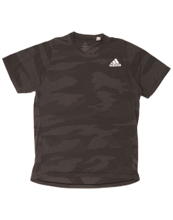 Adidas Herre Climalite T-Shirt Top Medium Grey Camouflage Polyester