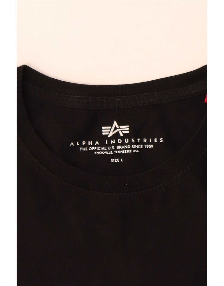 Alpha Industries Herre T-Shirt Top Stor Sort Bomuld