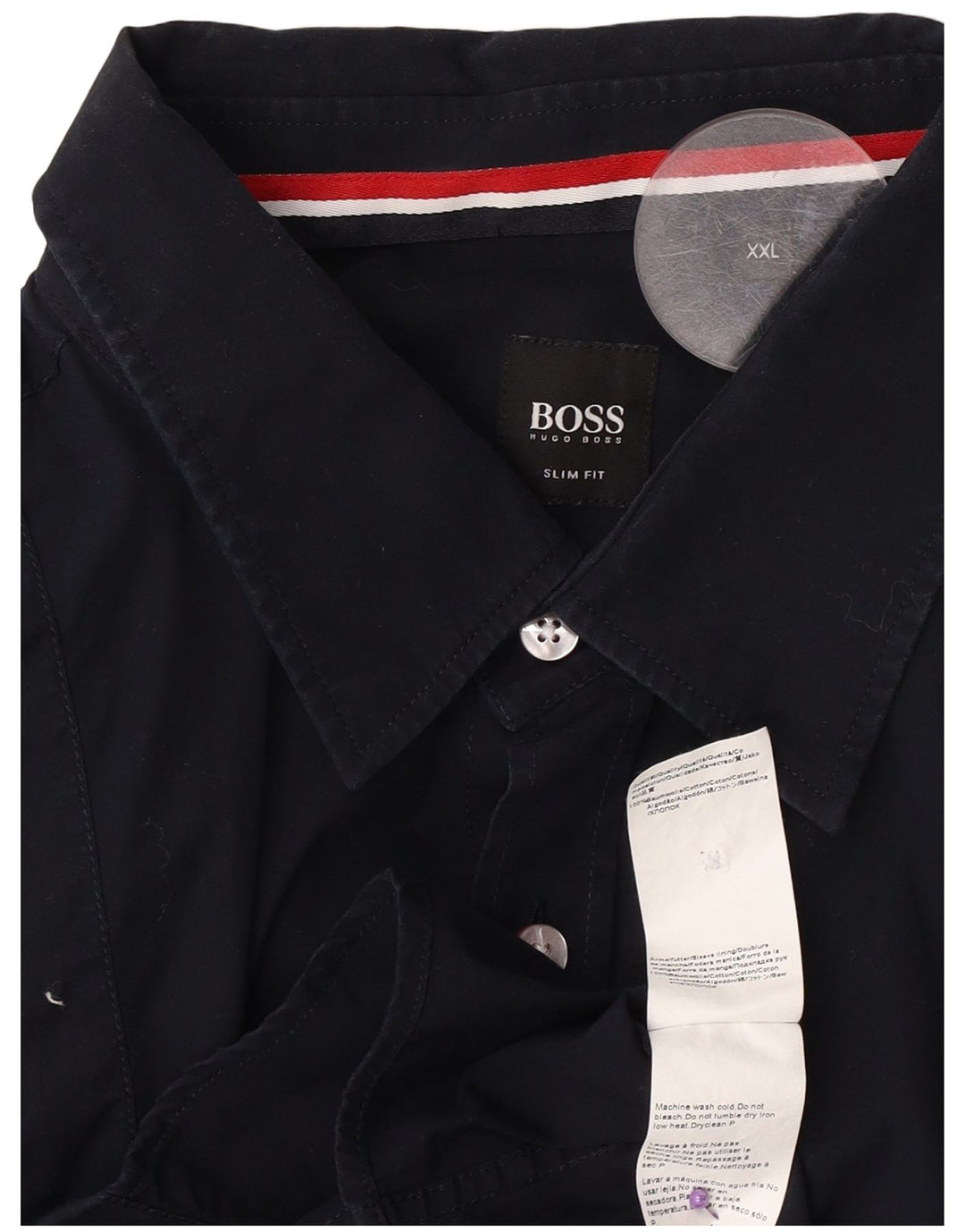 Hugo Boss herre Slim Fit skjorte 2XL marineblå bomuld