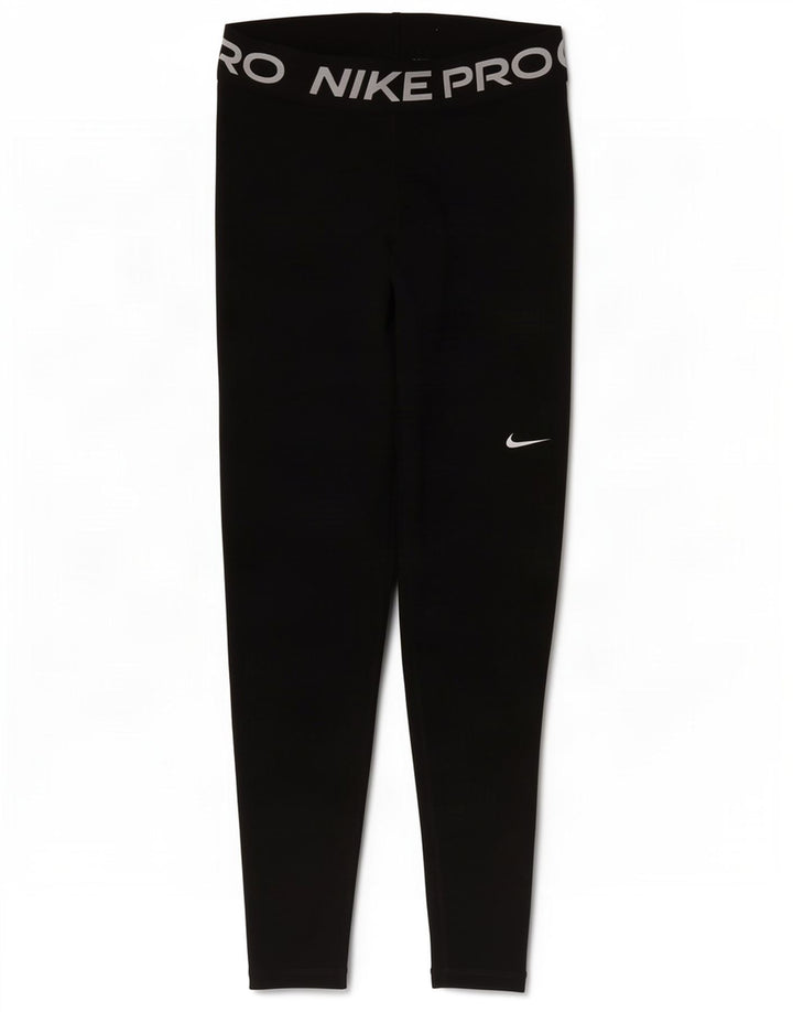 Nike Dame Dri Fit Grafiske Leggings UK 14 Medium Sort