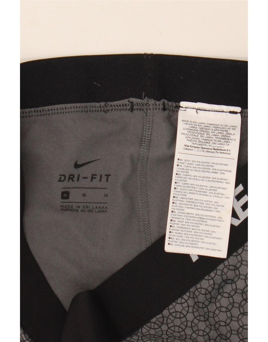 Nike Dame Dri Fit Grafiske Leggings UK 12 Medium Grey Geometrisk Polyester