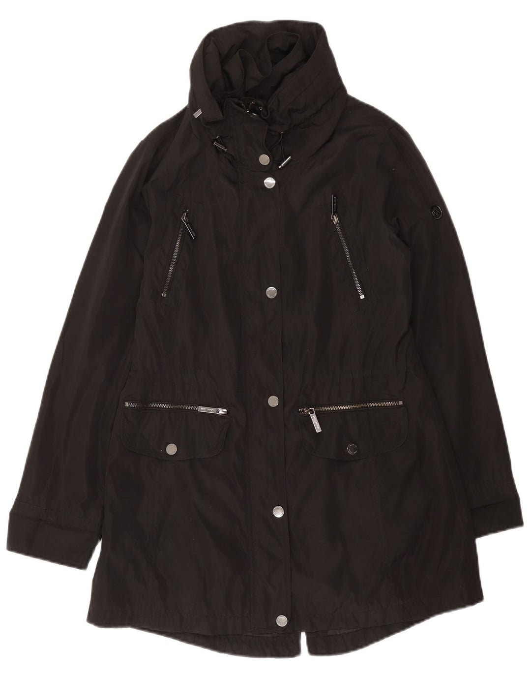 Michael Kors Dame Hooded Parka Jacket UK 10 Small Black Polyester