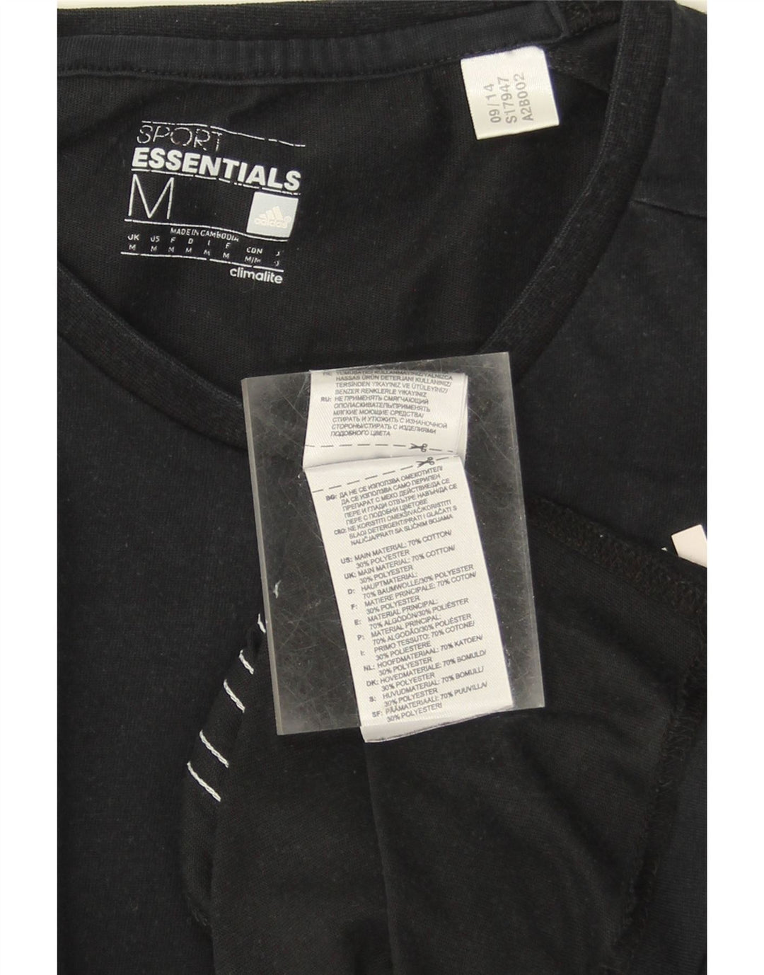 ADIDAS Mens Climalite T-Shirt Top Medium Black Cotton Vintage Adidas and Second-Hand Adidas from Messina Hembry 
