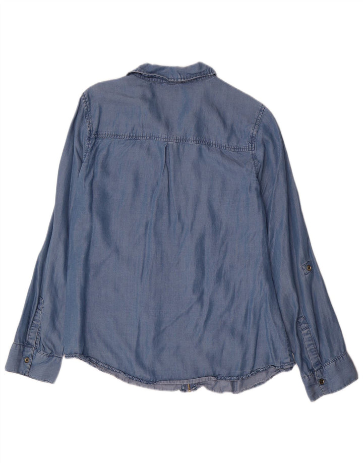 Michael Kors Dame Denim Shirt UK 14 Medium Blue Lyocell