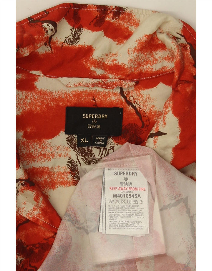 Superdry Kortærmet Herreskjorte XL Red Tie Dye Cupro