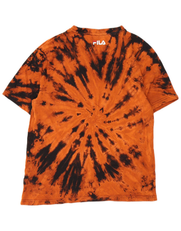 Fila Herre grafisk T-shirt Top Medium Orange Tie Dye Bomuld