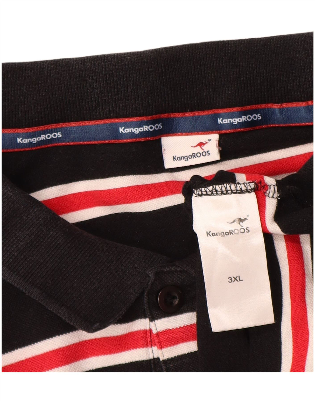 Kænguruer herre polo shirt 3XL sort stribet bomuld