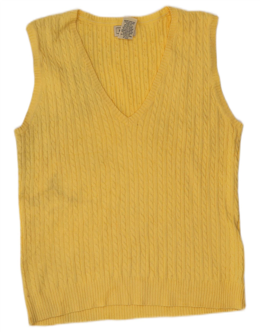 L.L.Bean Dame Vest Tank Top UK 12 Medium Gul Bomuld