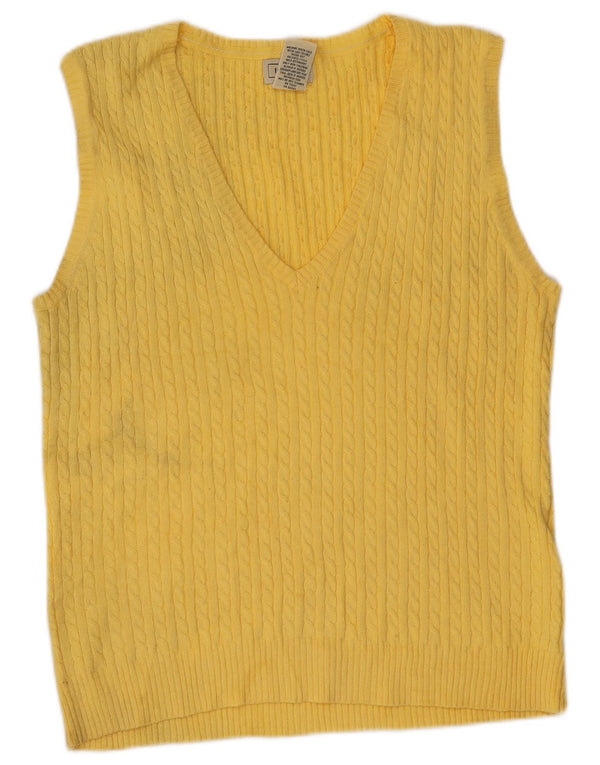 L.L.Bean Dame Vest Tank Top UK 12 Medium Gul Bomuld