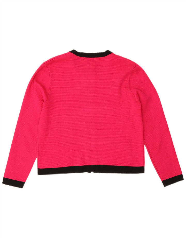 Zara Dame Cardigan Sweater UK 12 Medium Pink Colourblock
