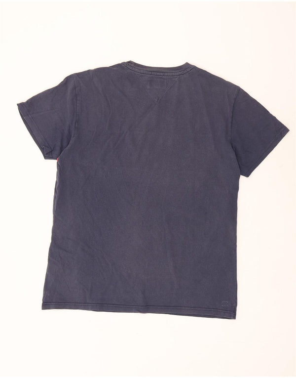 Tommy Hilfiger Herre Grafisk T-Shirt Top XL Navy Blue Colourblock