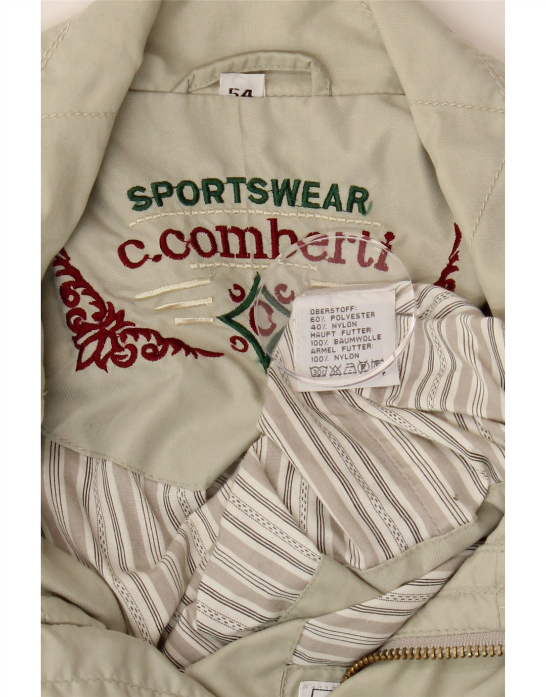 C.COMBERTI Mens Bomber Jacket IT 54 2XL Green Polyester Vintage C.Comberti and Second-Hand C.Comberti from Messina Hembry 