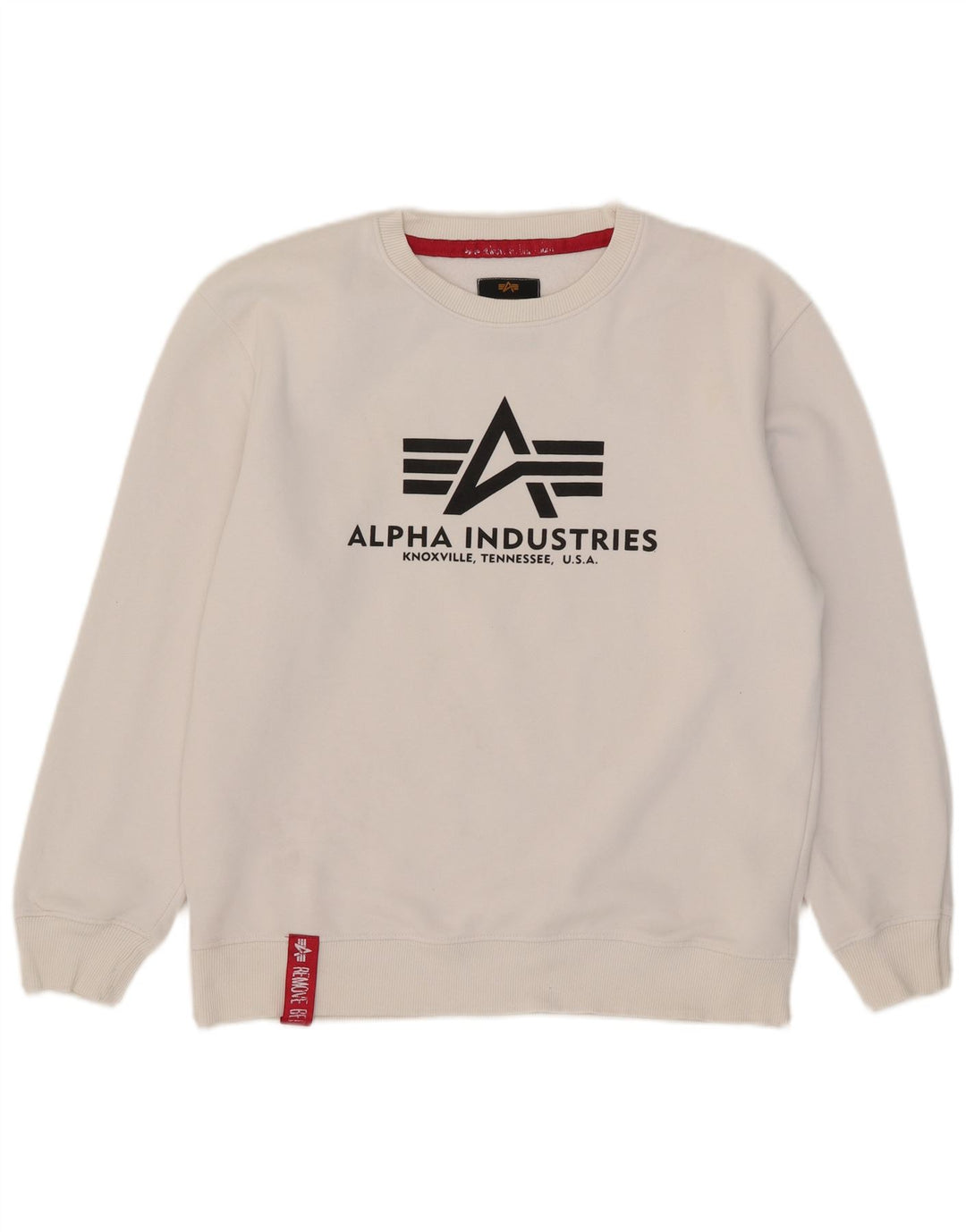 Alpha Industries Herre grafisk sweatshirt Jumper Medium Hvid Bomuld
