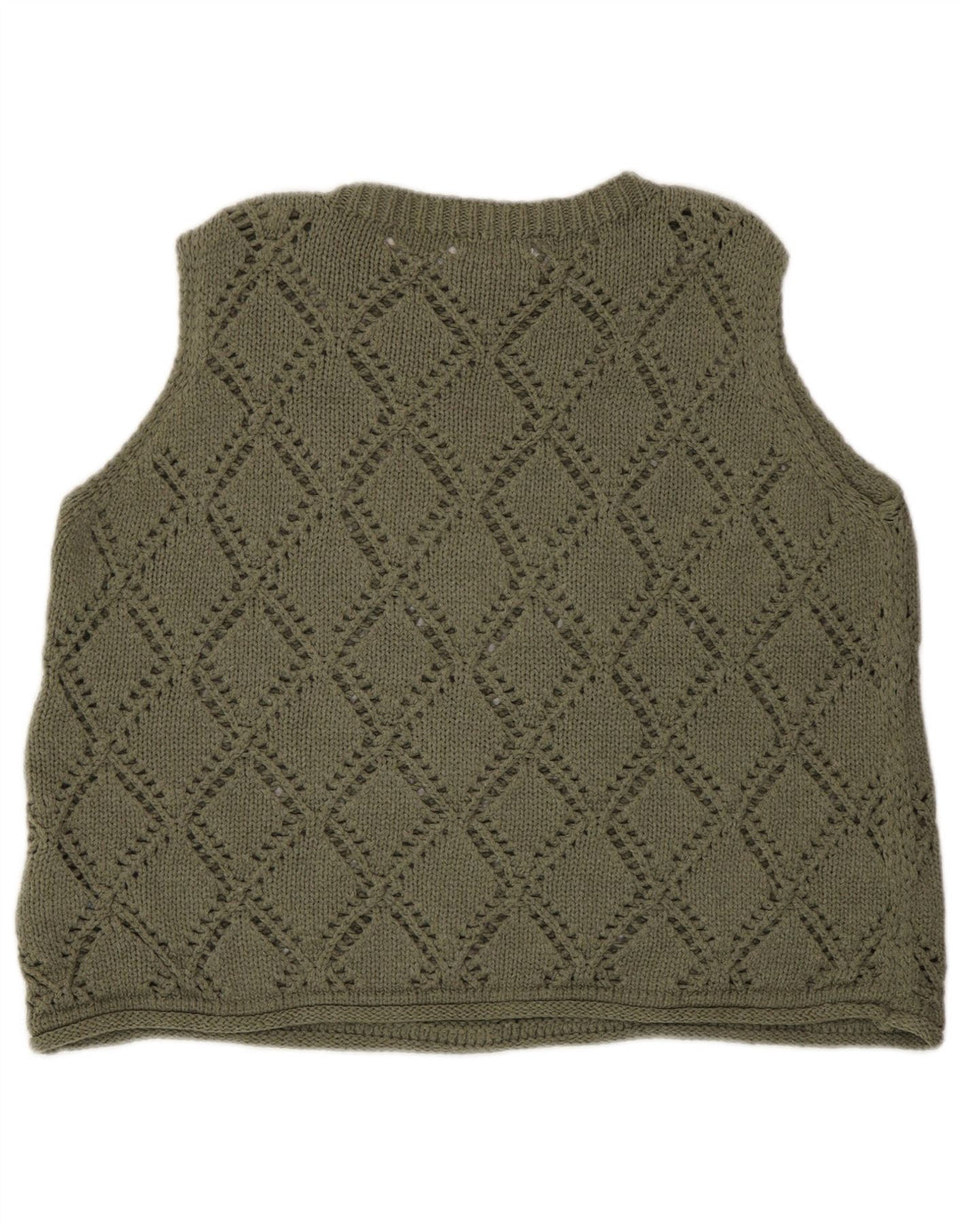 Marks & Spencer Dame Vest Tank Top UK 16 Stor Khaki Bomuld