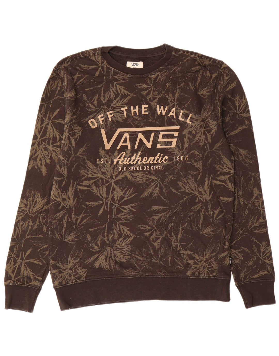 Vans Herre Grafisk Sweatshirt Jumper Lille Brun Blomsterbomuld