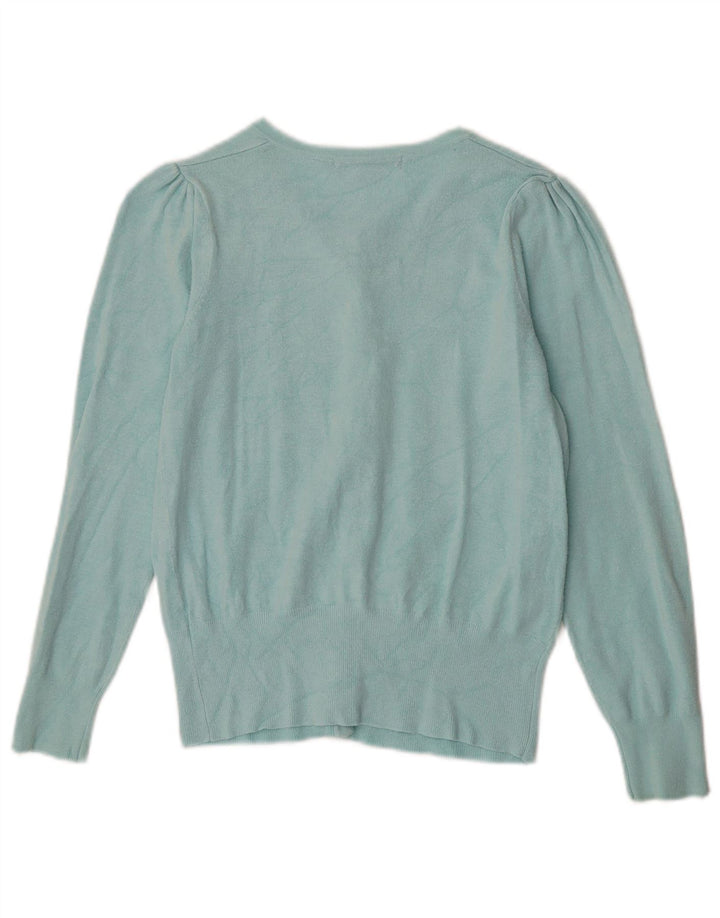 Marks & Spencer dame cardigan sweater UK 12 Medium turkis viskose