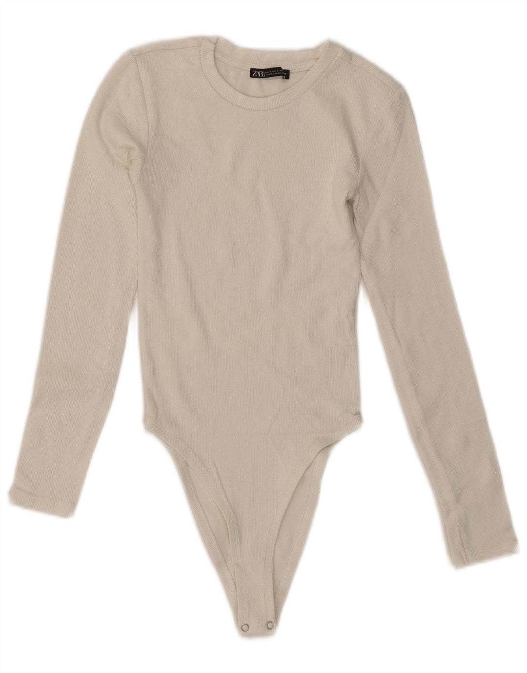 ZARA langærmet bodysuit til kvinder UK 8 Lille hvid bomuld