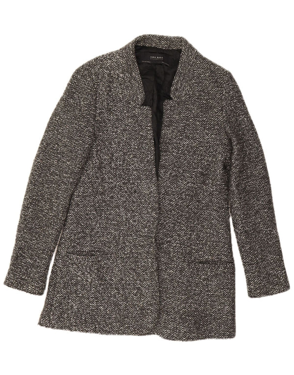 Zara Womens Longline Open Blazer Jacket UK 10 Small Grey Flecked