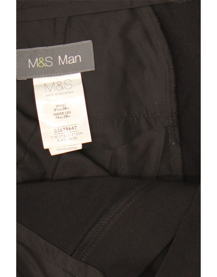 Marks & Spencer Straight Chino-bukser til mænd W36 L29 Sort polyester